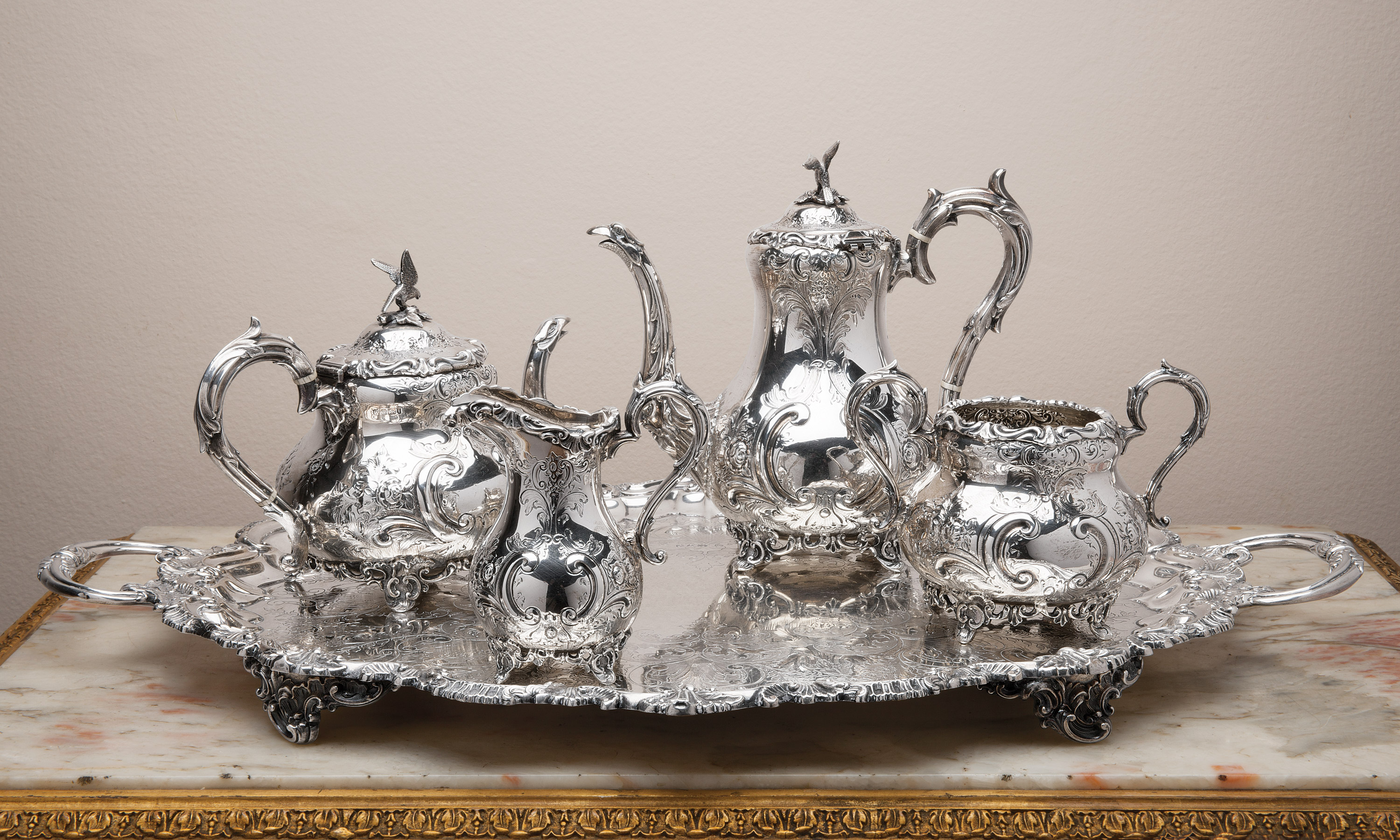 silver teapot set