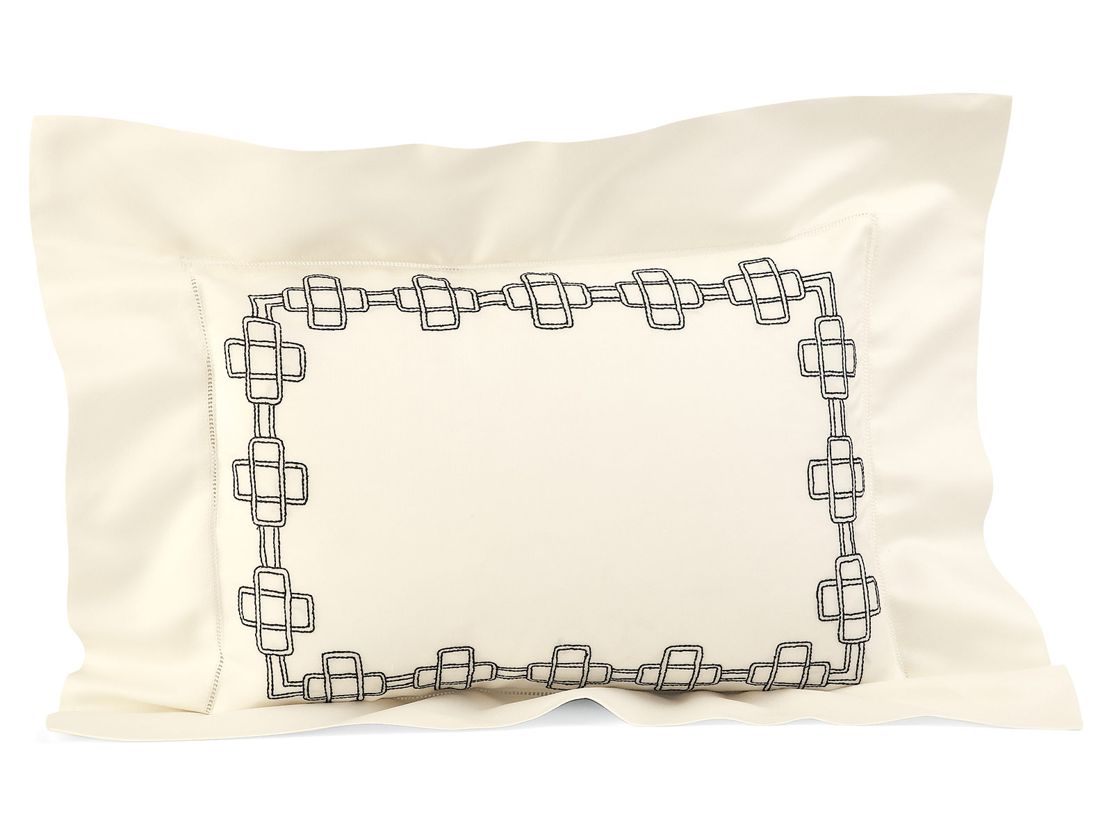 Image of the Knightsbridge bedding collection with elegant hand-embroidered details in soft ivory tones