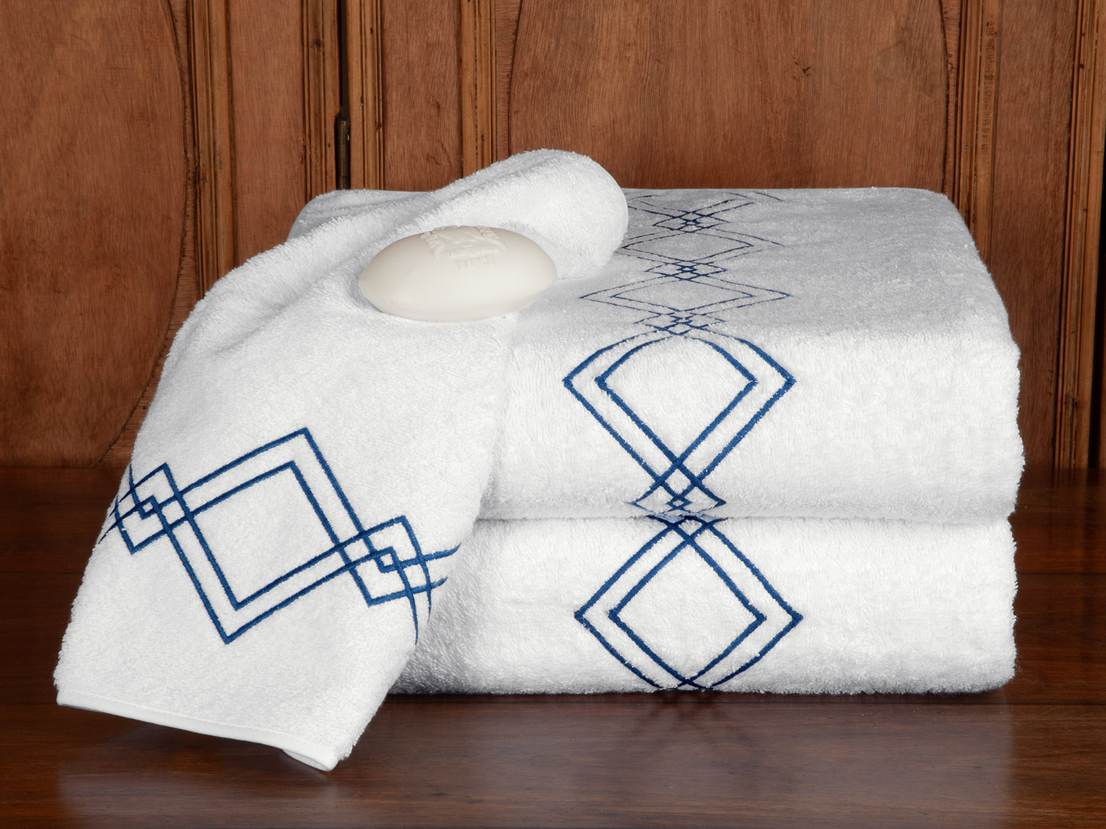 Image of Arcadia luxury bath towels showcasing plush absorbent cotton in a spa-inspired bathroom