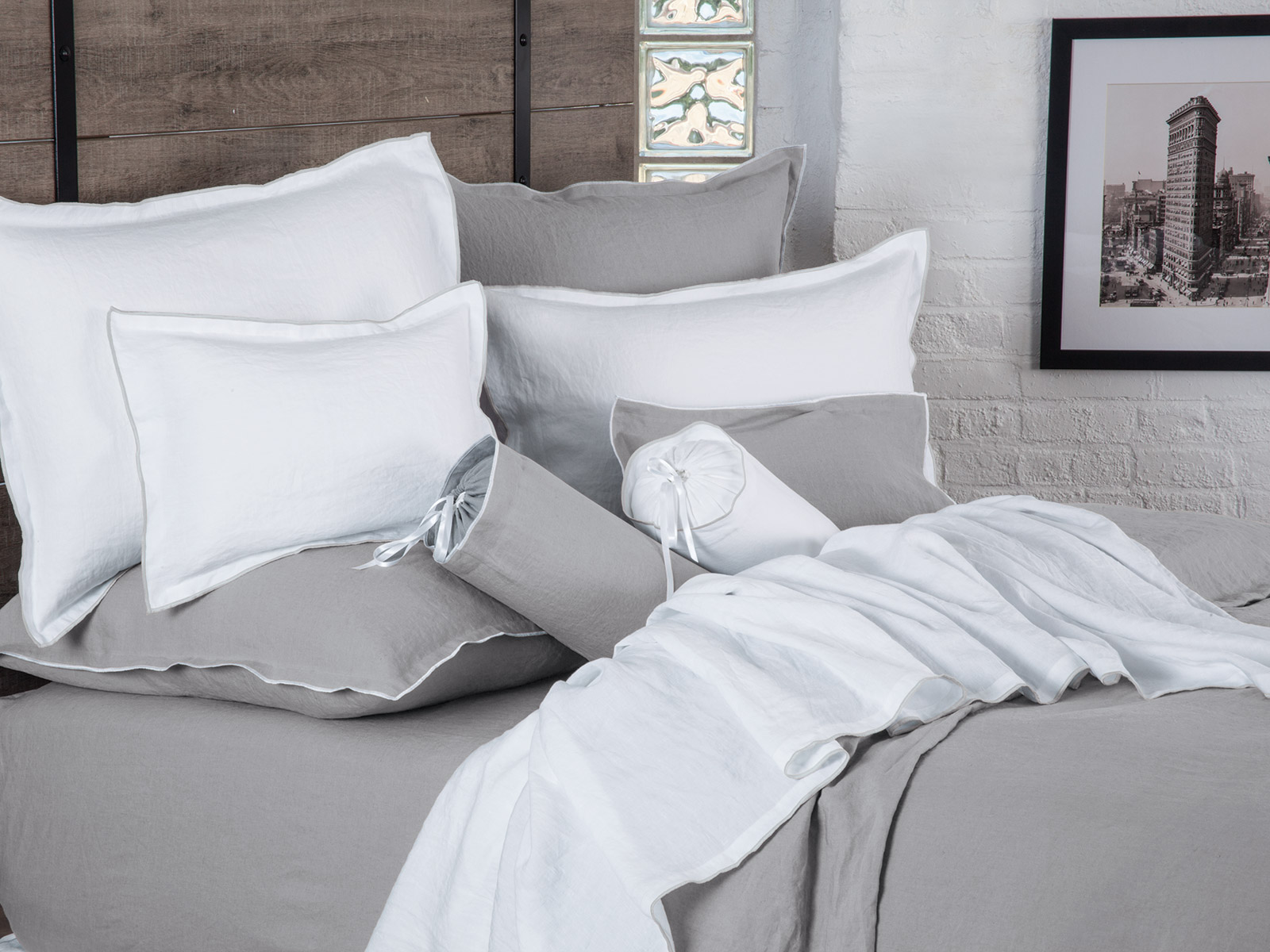 Brooklyn bedding featuring clean silhouettes, contemporary details and a sophisticated monochromatic palette.