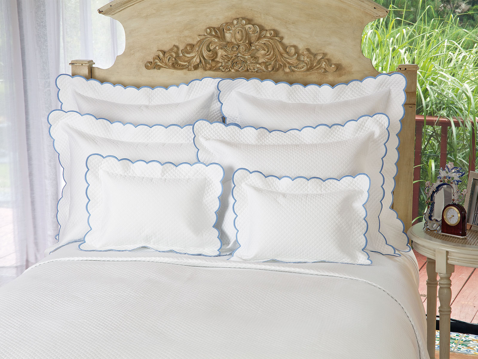 Diamante Quilted Linens featuring dimensional stitching, layered texture and an inviting cozy appearance.