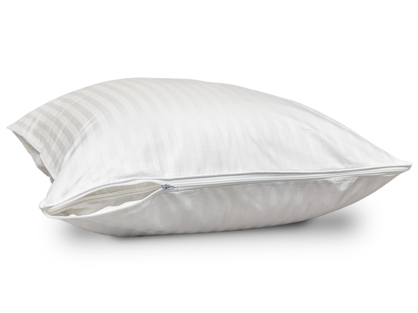 Image of Damask pillow protector designed to preserve pillow freshness, loft and lasting comfort.