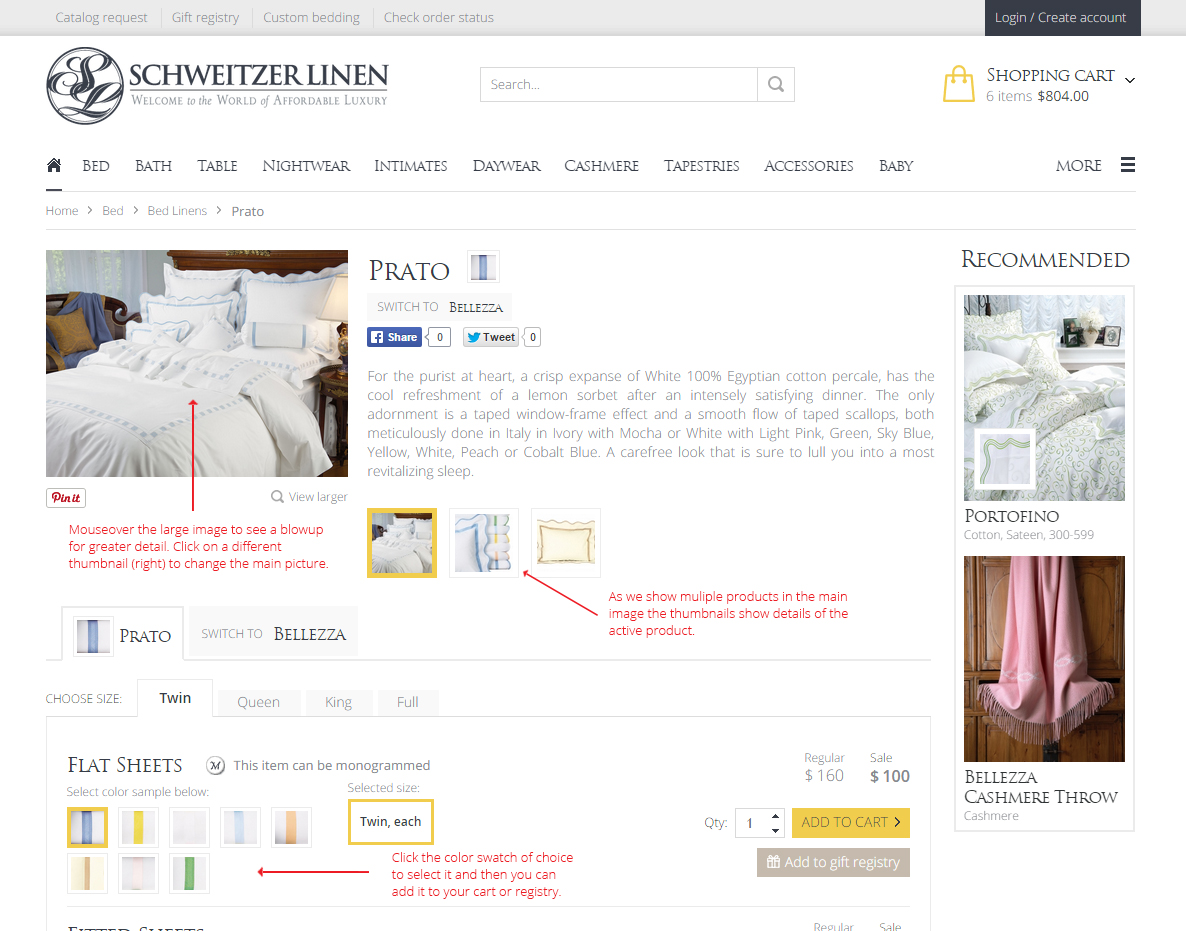 Tips on Using the Site Schweitzer Linen