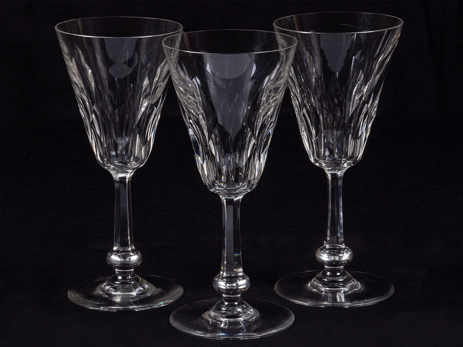 Crystal Baccarat Wine Glasses Antiques Schweitzer Linen