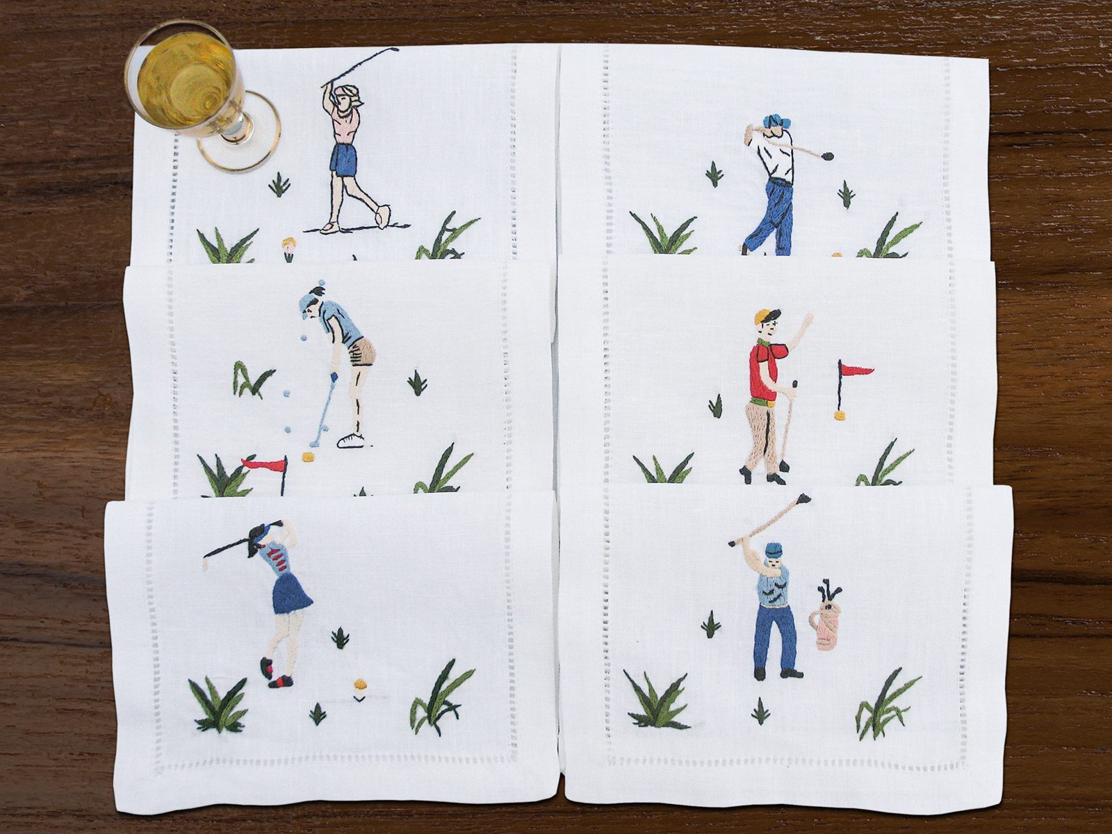 Fore! Golfing Cocktail Napkins Fine Table Linens Schweitzer Linen
