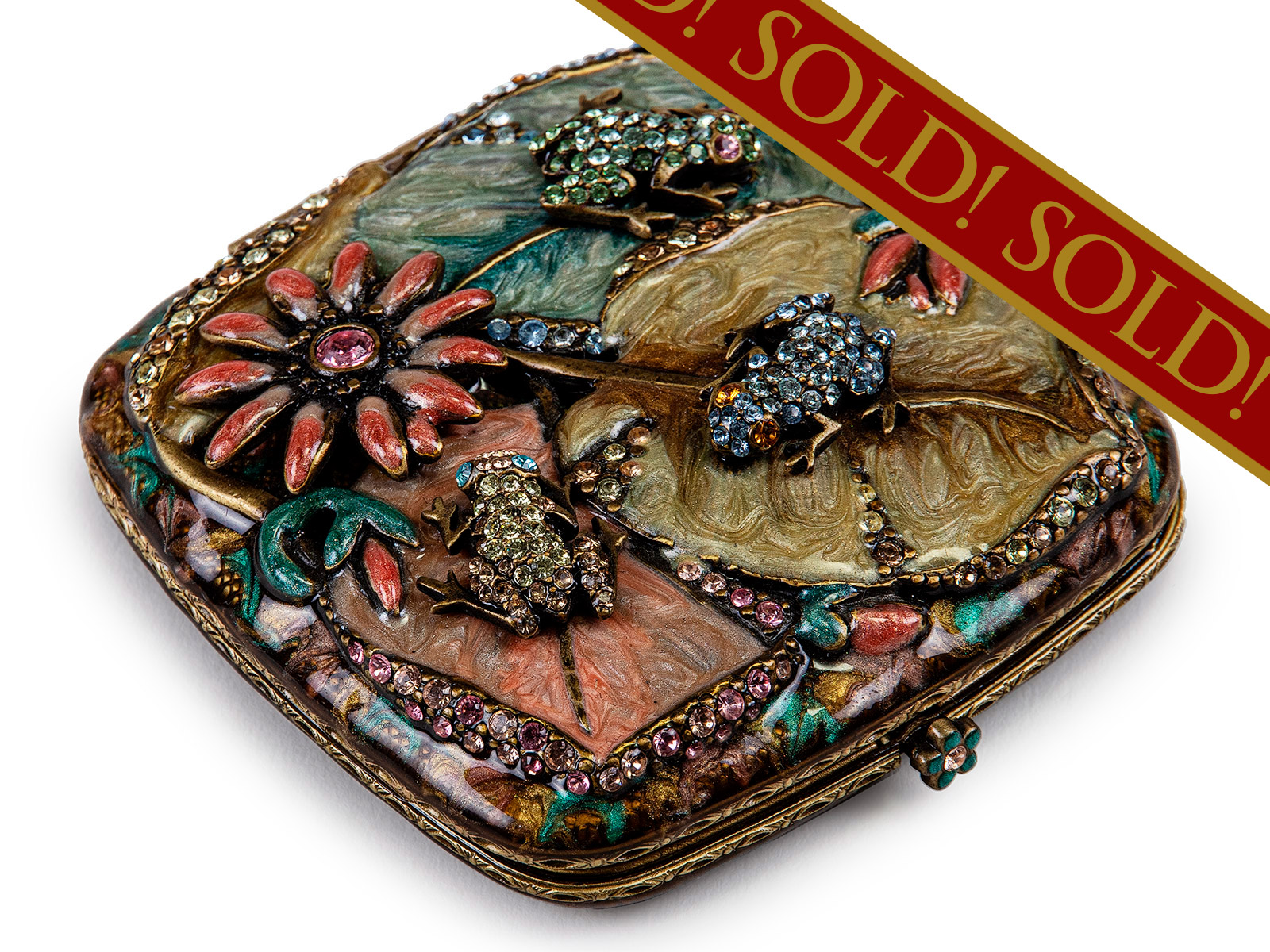 Jay Strongwater Compact w/ Frogs - Antiques - Schweitzer Linen